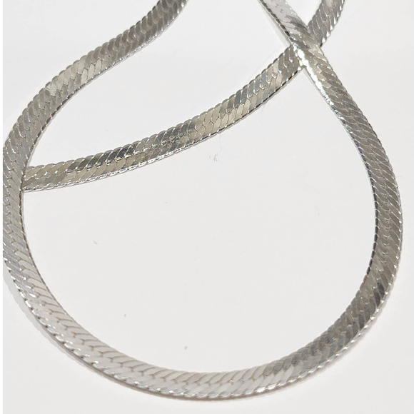 private Jewelry - Beautiful Brilliant Genuine Solid Sterling Silver 18" Herringbone Chain